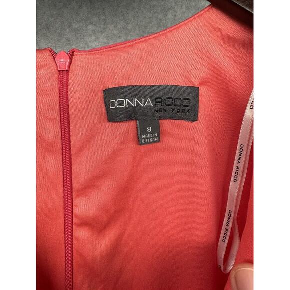 Donna Ricco Womens Tulip-Hem Dress Coral Pink Size 8 NWT - Picture 7 of 13